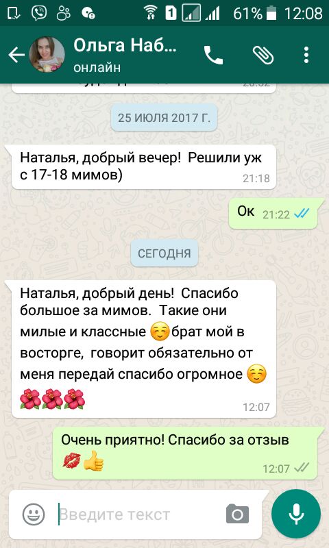 Спасибо большое за мимов. Такие они милые и классные, брат мой в восторге, говорит обязательно от меня передай спасибо огромное